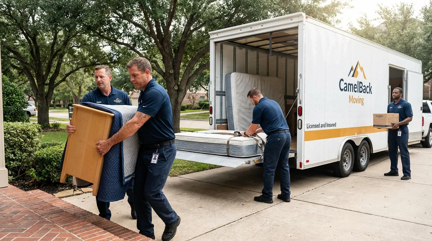 Crew loading residential truck for cross-state move from Obion, TN