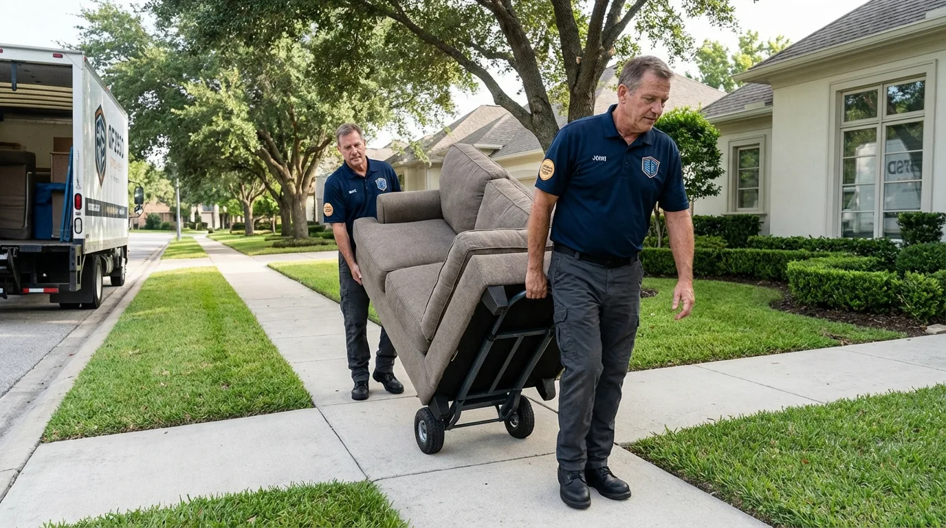 Local residential moving crew loading furniture in Obion, TN