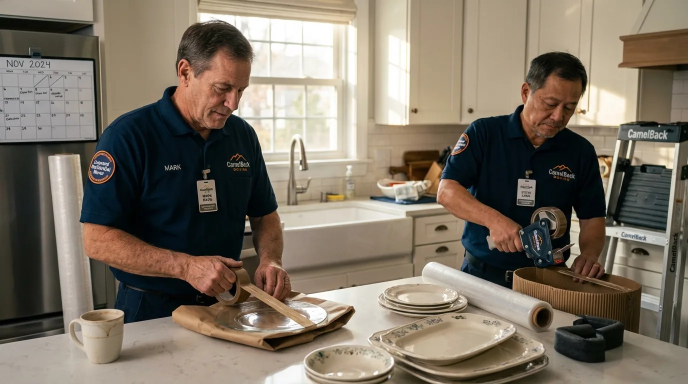 Professional crew packing kitchen dishware in Obion, TN